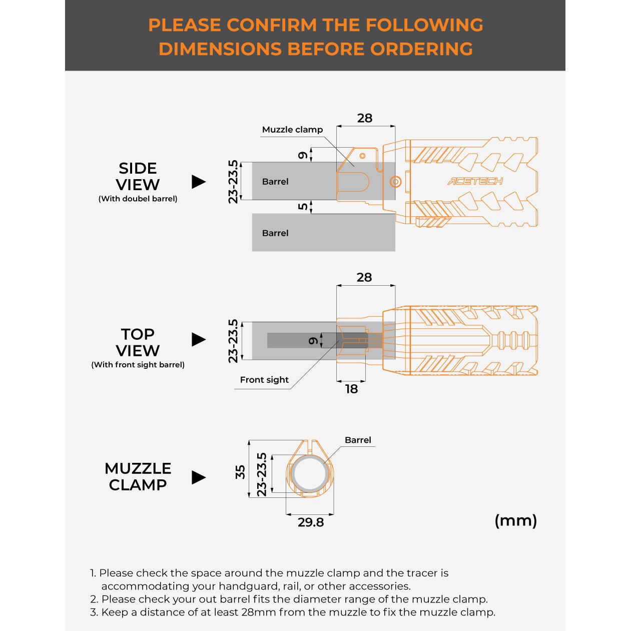 Acetech Quark - R Tracer Unit For M870 Shotgun - Longshot Tactical