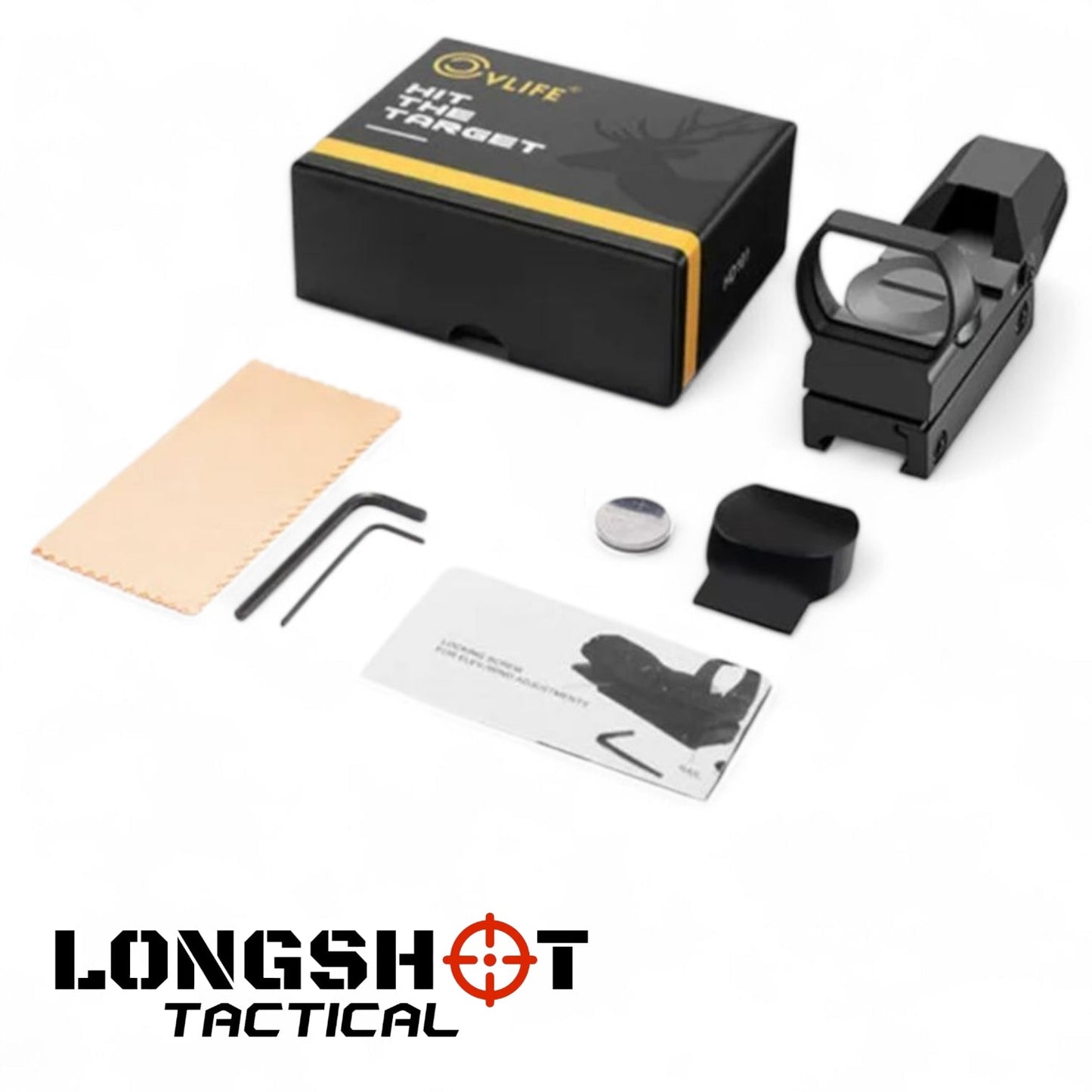 Airsoft Red Dot Reflex Sight – Mini Holographic Optic with Dual Illumination - Longshot Tactical