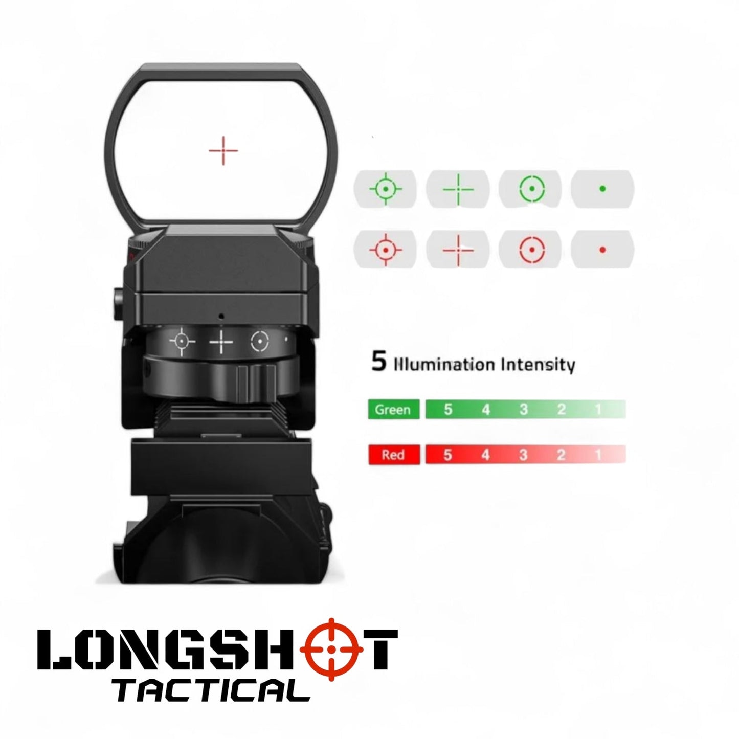 Airsoft Red Dot Reflex Sight – Mini Holographic Optic with Dual Illumination - Longshot Tactical