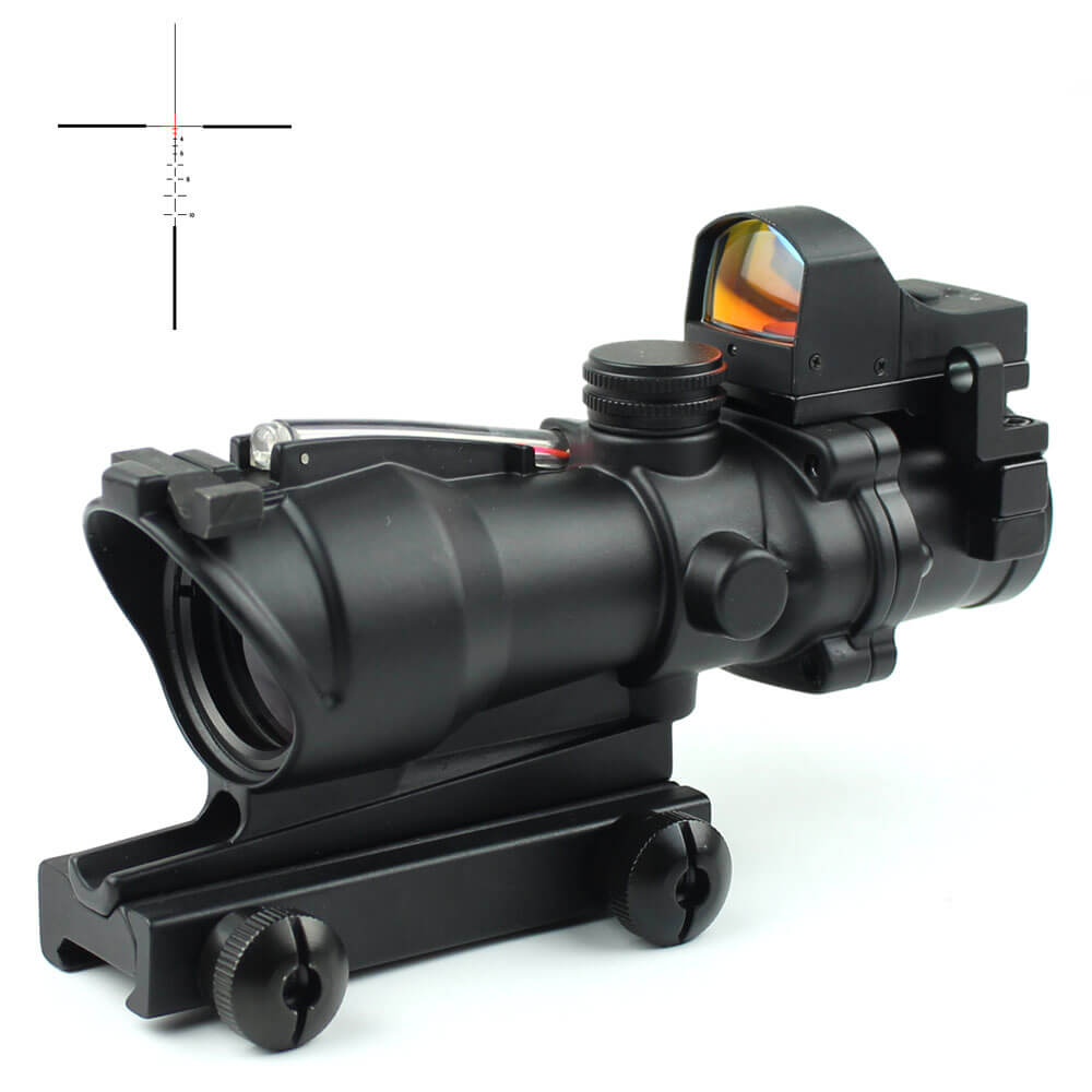 GHT 4x32 ACOG Sight With Fibre Illuminated Red Dot Sight - Longshot Tactical