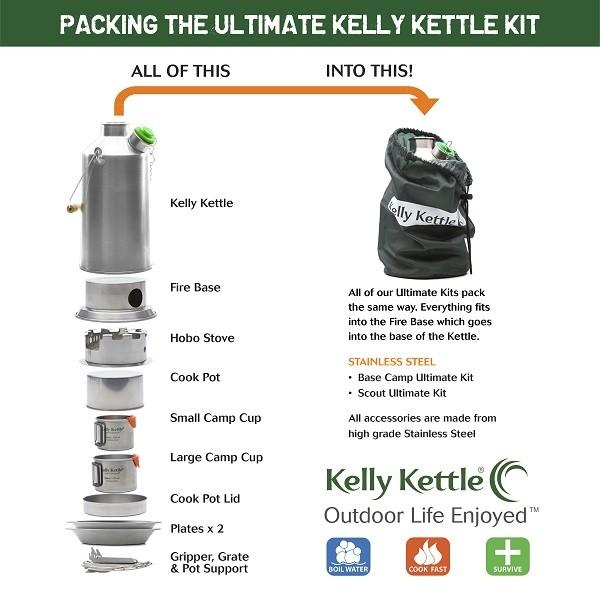 Kelly Kettle Ultimate 'Scout' Kit (Stainless steel) - VALUE DEAL - Longshot Tactical