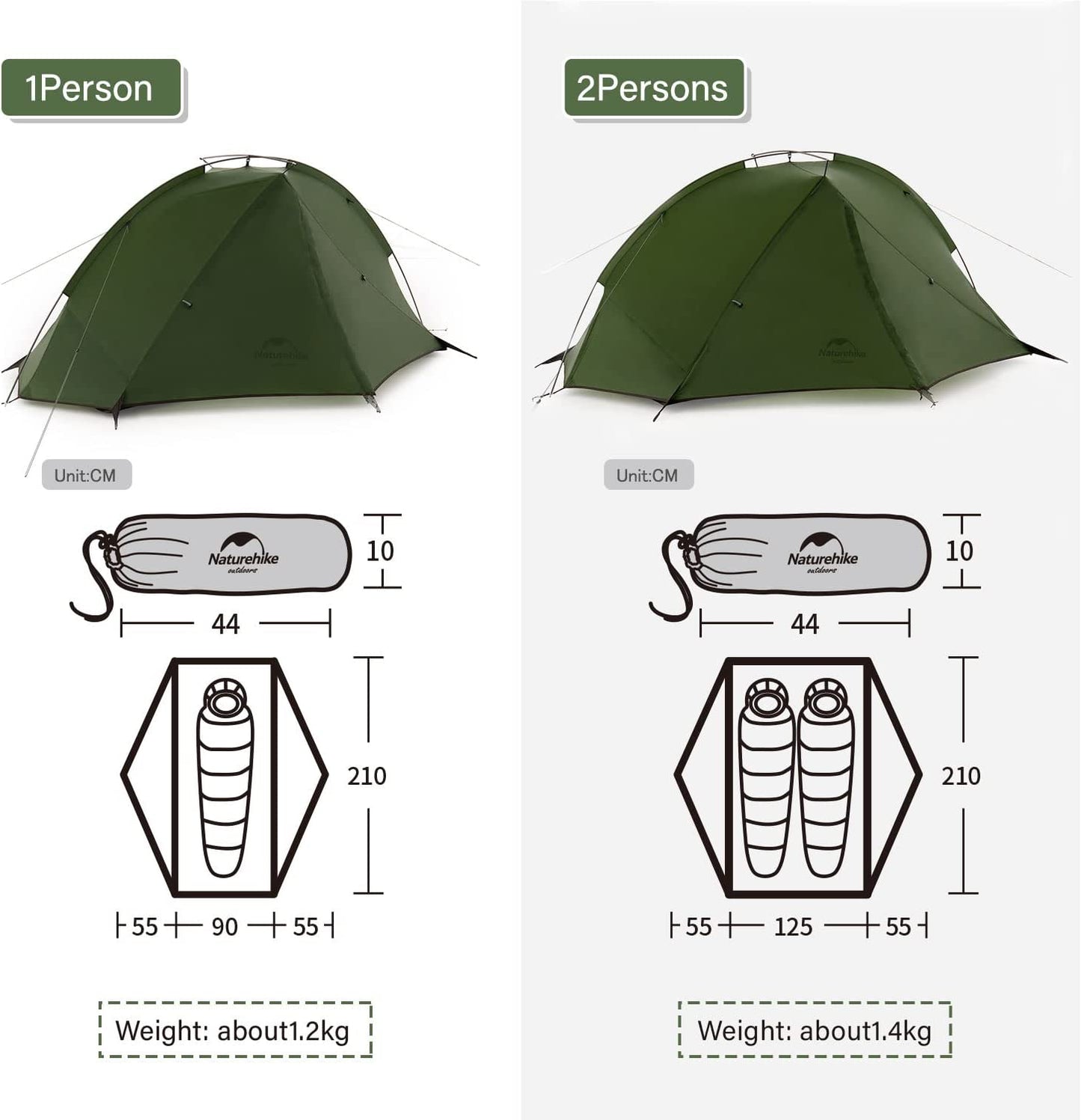 Naturehike Tagar Lightweight Tent ( 1 or 2 man) - Forest Green - Longshot Tactical