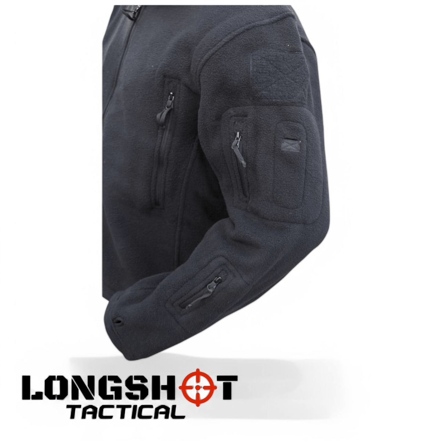 Tactical Recon Fleece Hoodie – Black | Military - Style Warm Combat Jacket - Longshot Tactical