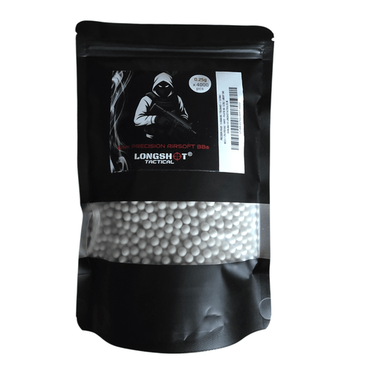 0.25g Longshot Tactical 3000 Rounds Precision White Airsoft BBs 6mm - High Grade Ammo - Longshot Tactical