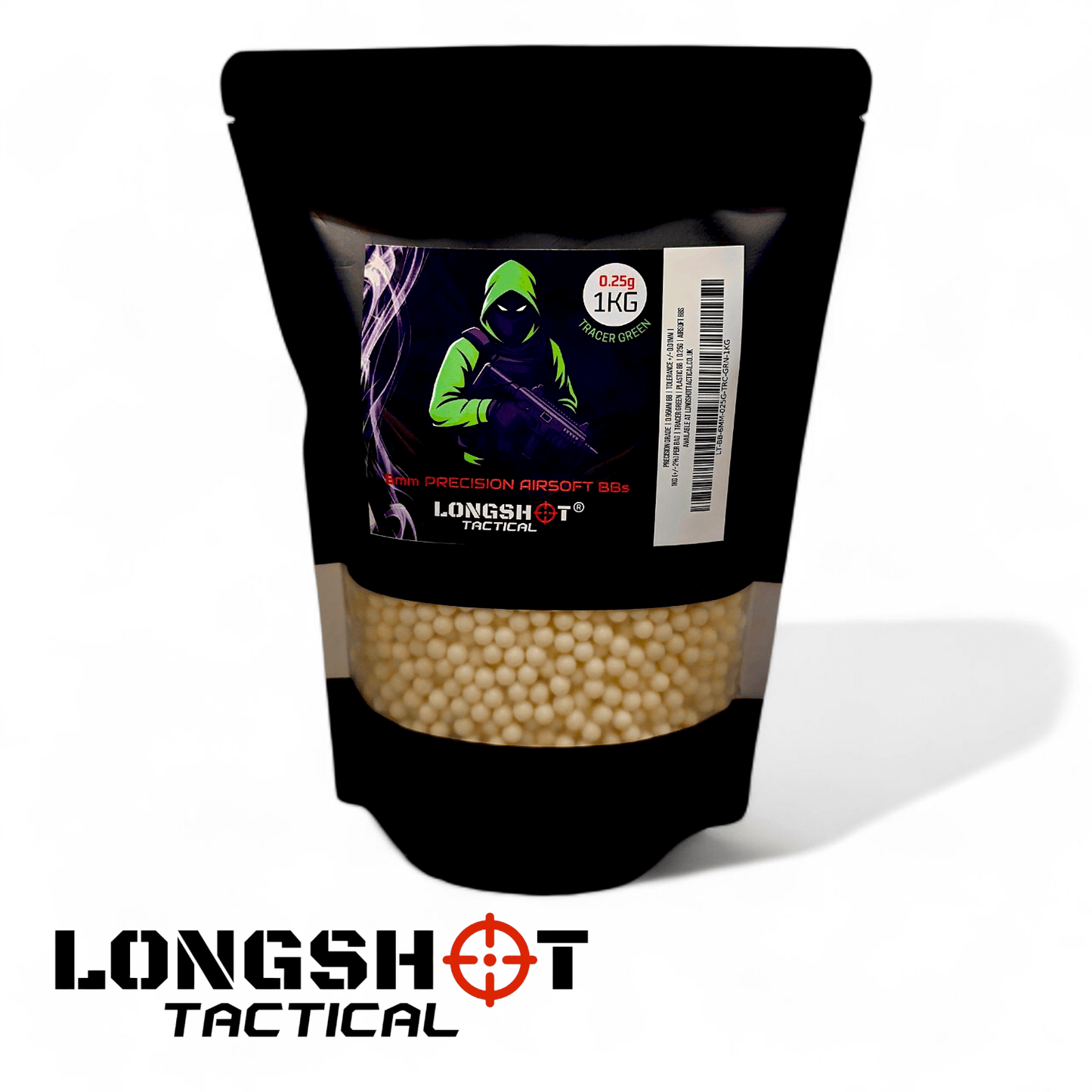 0.25g Longshot Tactical Precision Tracer Green Airsoft BBs 6mm 1KG (4000R) - Longshot Tactical