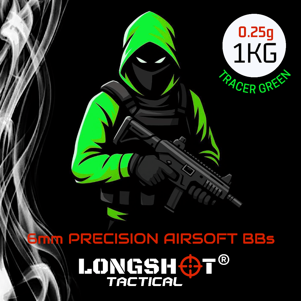0.25g Longshot Tactical Precision Tracer Green Airsoft BBs 6mm 1KG (4000R) - Longshot Tactical