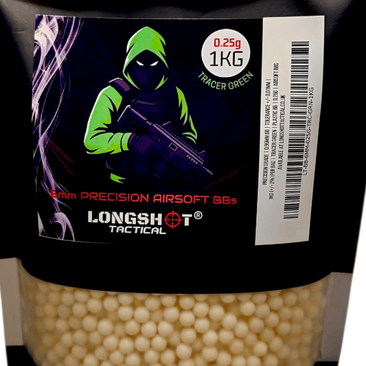 0.25g Longshot Tactical Precision Tracer Green Airsoft BBs 6mm 1KG (4000R) - Longshot Tactical