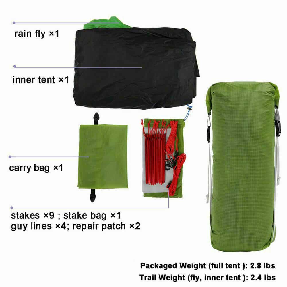 3F UL Gear Lanshan 2 Classic 3 - Season Tent - Green (T Zip) - Longshot Tactical