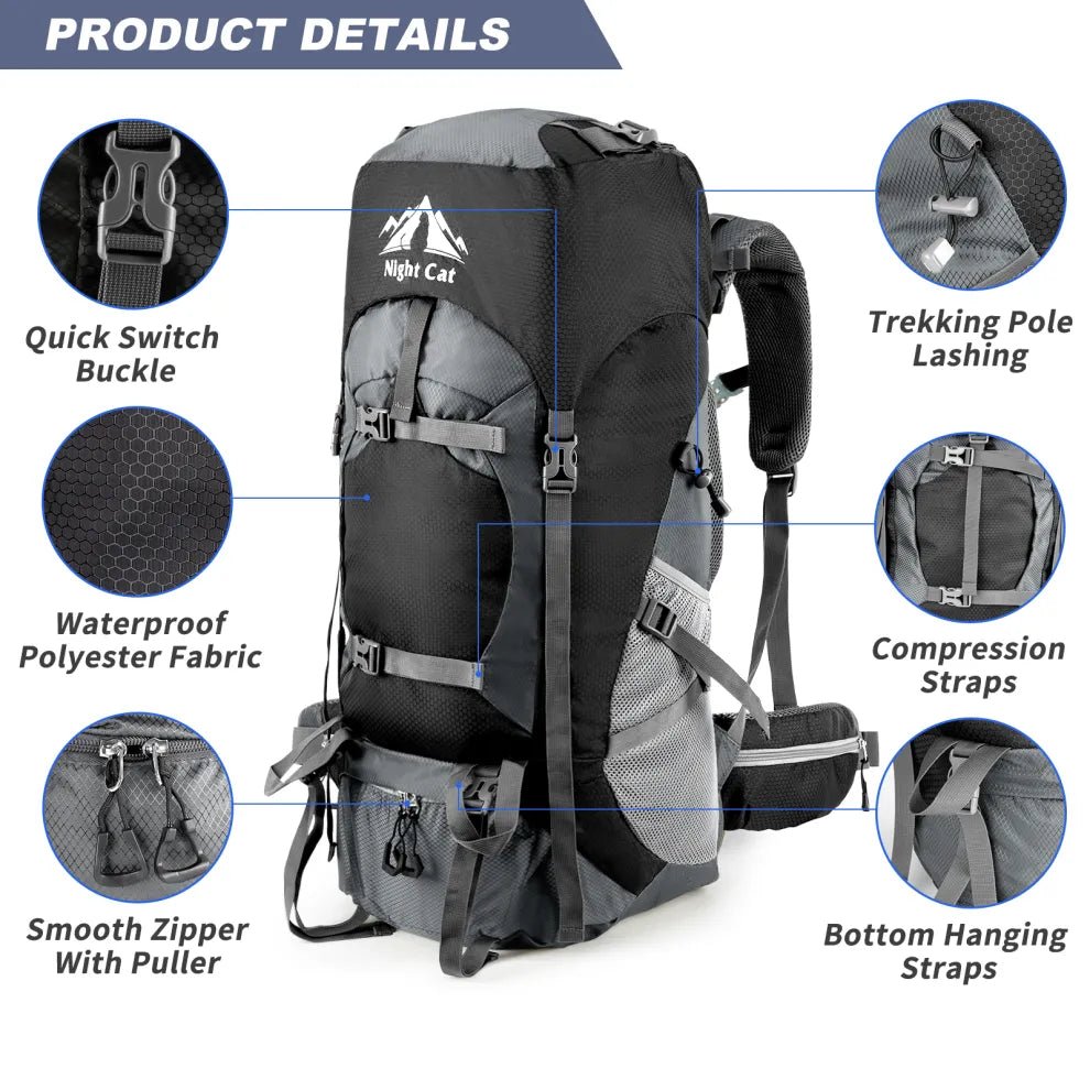 70L Night Cat Hiking Backpack - Longshot Tactical