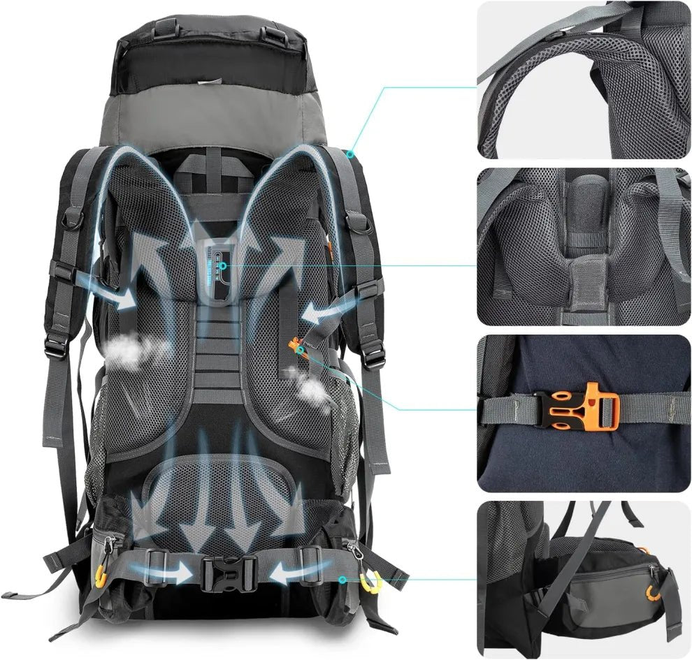 70L Night Cat Hiking Backpack with Internal Frame - Longshot Tactical