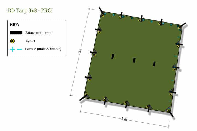 DD Hammocks Tarp 3x3 Pro - Olive Green - Longshot Tactical