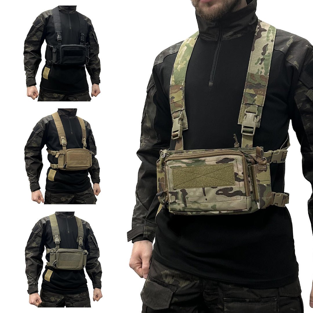 EmersonGear FCS Tactical Plate Carrier & MK Micro Fight Chassis Chest Rig With Drop Pouch – Nylon, One Size, New With Tags