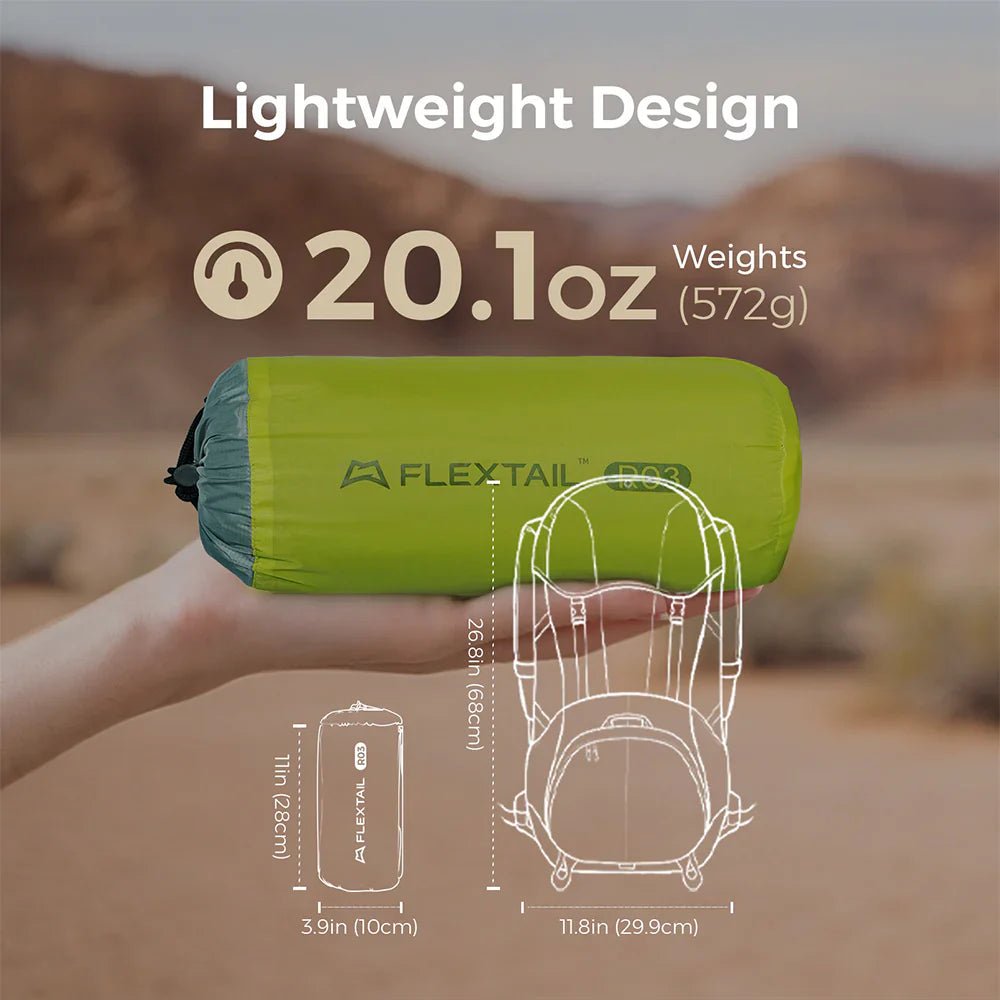 Flextail Gear Tiny Sleeping Pad R03 AVS - 3.5 L - Value 3 Season Sleeping Pad with Pump (Large) - Longshot Tactical