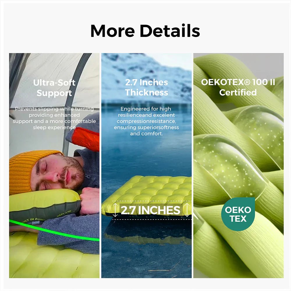 Flextail Gear Tiny Sleeping Pad R03 AVS - 3.5 L - Value 3 Season Sleeping Pad with Pump (Large) - Longshot Tactical