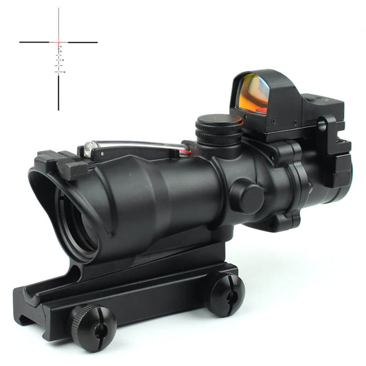 GHT 4x32 ACOG Sight With Fibre Illuminated Red Dot Sight - Longshot Tactical