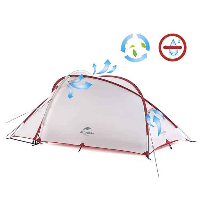 Naturehike Hiby 2 - 3 Person Tent (Grey/Red) - Longshot Tactical