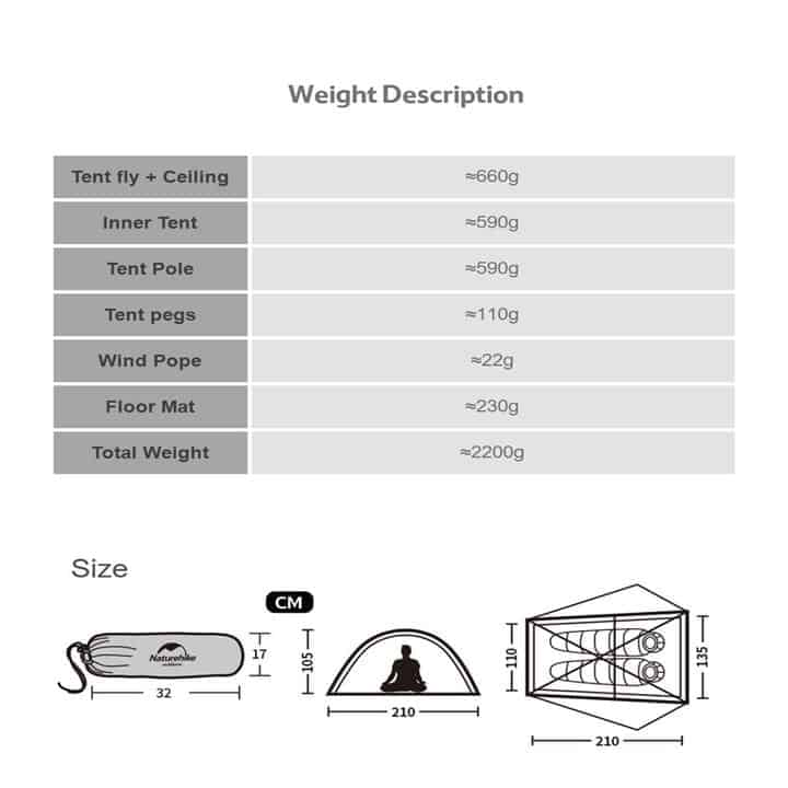 Naturehike Nebula 2, 2 Man tent 4 Season - Longshot Tactical