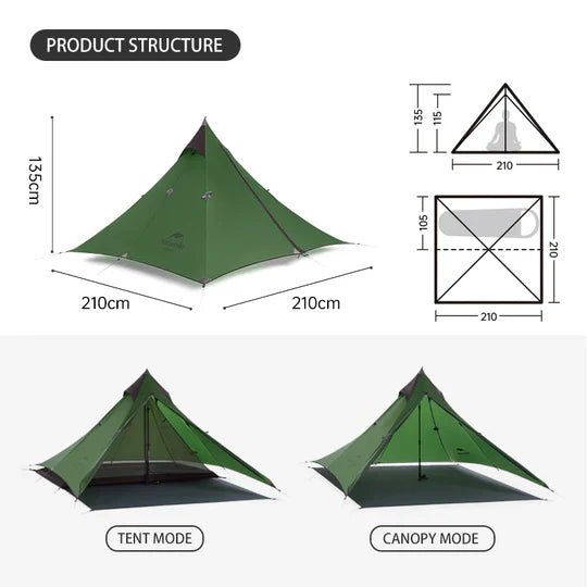 Naturehike Spire Hiking 1 Person Ultralight Camping Tent Green Full Kit - Longshot Tactical