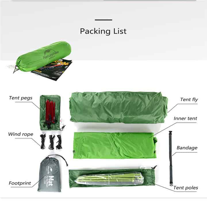 Naturehike Star - River 2 Lightweight 2 - Man Tent With Mat (Various Colours) - Longshot Tactical