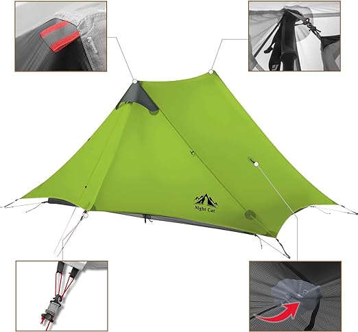Night Cat 2 Person Ultra Lightweight Backpacking Tent - Longshot Tactical
