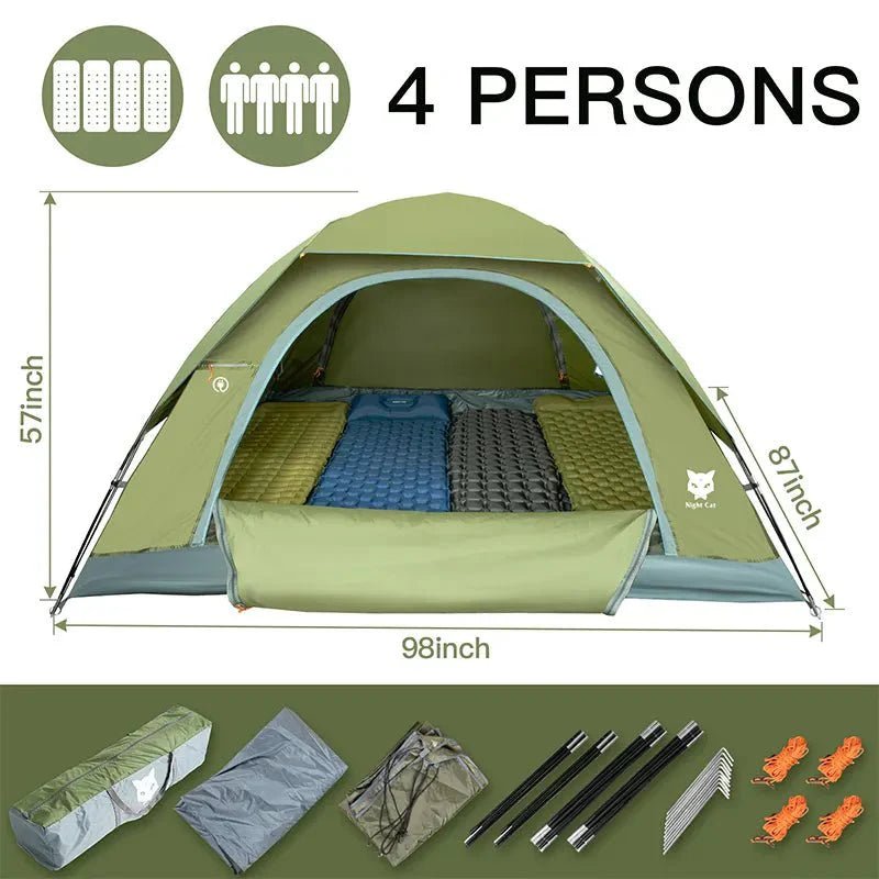 Night Cat 3 - 4 Person Double Layer Tent - Longshot Tactical