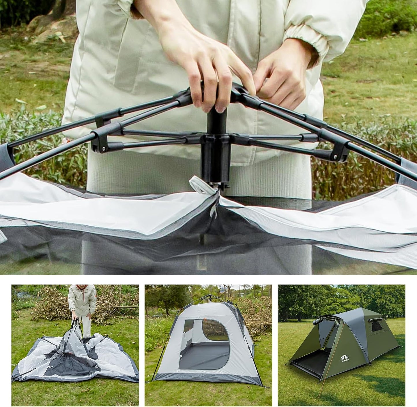 Night Cat 3 - Person Pop - Up Cabin Tent with Porch - Longshot Tactical