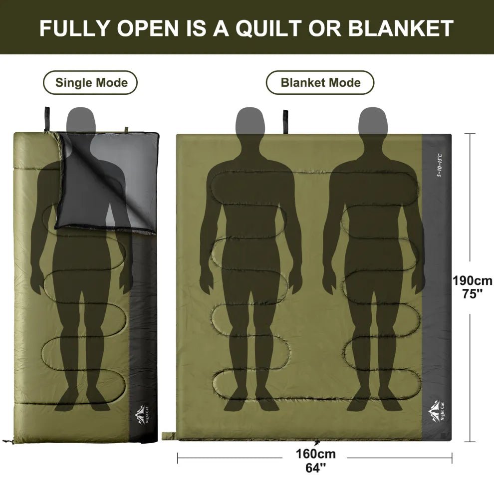Night Cat Lightweight Backpacking Sleeping Bag for Adults - 3 Seasons - Longshot Tactical
