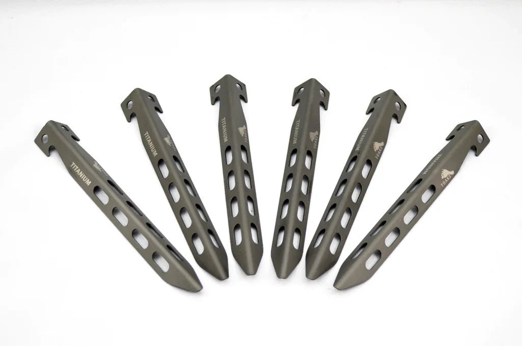 Toaks Titanium Large V - Shaped Tent Pegs (6 pack) - Longshot Tactical