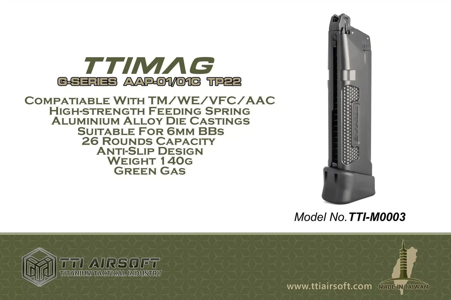 TTI Lightweight Aluminium G Series Magazine For TM/WE/VFC - Longshot Tactical