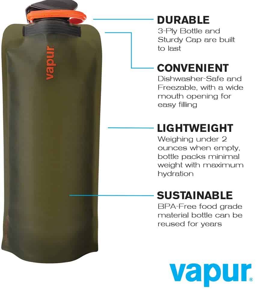 Vapur Wide Mouth 700ml Folding Water Bottle (Various Colours) - Longshot Tactical